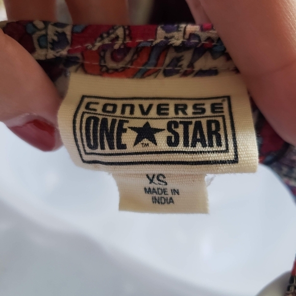 Converse XS Chiffon Semi-sheer Long Sleeve Shirt Button Up Paisley Pattern Top - Picture 8 of 8